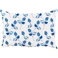 Beliani Gartenkissen 2er Set Weiß / Blau 40 x 60 cm Rechteckig Blättermotiv Blättermuster Outdoor Kissen für Garten Terrasse