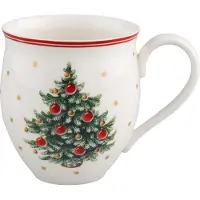 Villeroy & Boch Becher "Toy's Delight Becher mit Henkel Set 2-tlg., Tannenbaum", weiß (rot, weiß), H:10,1cm Ø:9,6cm, Porzellan, Trinkgefäße, Becher, Premium Porzellan