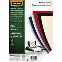 Fellowes Deckblatt, Format A4, für Bindemaschinen, aus Papier in Lederoptik, blau, 100 Stück