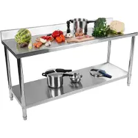 Royal Catering Edelstahl-Arbeitstisch - ECO - 180 x 60 cm - 250 kg - Aufkantung - RCAT-180/60-N
