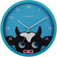 Karlsson - Wanduhr Peekaboo Cow - Blau - 30.8x4.5x30.8cm