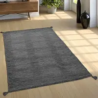 Paco Home Wohnzimmer Natur Teppich m. Fransen, Moderner Handgewebter Kelim, 100% Baumwolle Grösse 80x150 cm