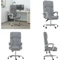 vidaXL Bürostuhl mit Massagefunktion Hellgrau Stoff