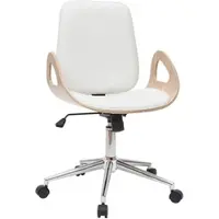 Miliboo Design-Bürostuhl weiß und helles Holz GLORY