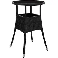 vidaXL Gartentisch Ø60x75 cm Hartglas und Poly Rattan Schwarz