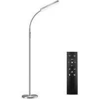 TecTake Stehlampe Prisma LED, 5 Lichtmodi, 12 W, dimmbar Silber