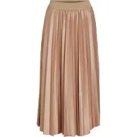 Vila Plisseerock "VINITBAN SKIRT - NOOS", Damen, Gr. M (38), beige (sandshell), Web, Obermaterial: 96% Polyester, 4% Elasthan, unifarben, regular fit knieumspielend, Röcke Plisseerock, Materialmix