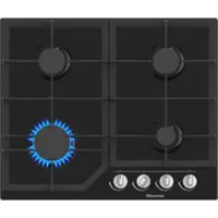 Hisense GG643B, Schwarz, Integriert, 60 cm, Gaskochfeld, Glas, 4 Zone(n)