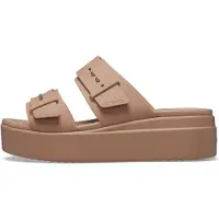 Crocs Sandalen Brooklyn Buckle Low Wedge Damen Latte-Schuhgröße 34 - 35