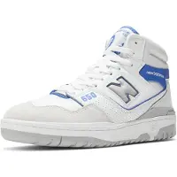 New Balance BB650RWI Angora Pack Schuhe in hellen Cremetönen mit breiter Sohle, hohem Schaft und marineblauen Akzenten