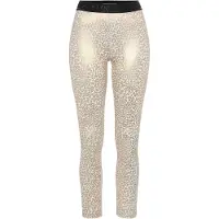 LASCANA Funktionsleggings Sportleggings mit glänzendem Leomuster und 3D-Schriftzug auf dem Bund