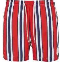Karl kani Badeshorts "Herren KM-SW013-051-1 Retro Striped Swim Shorts", Herren, Gr. S, US-Größen, rot, weiß, blau, 100% Polyester, Badehosen Badeshorts