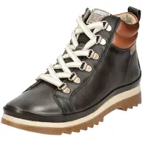 Pikolinos für Damen. W3W-8564C2 Vigo marineblaue Lederstiefeletten (36), 1 bis 3 cm, Schnürsenkel, Reißverschluss, Lässig