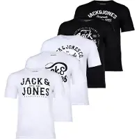 Jack & jones JACK&JONES Herren T-Shirt, 5er Pack - JJLEOGRA TEE CREW NECK, Kurzarm, Rundhals, Baumwolle, Logo-Print