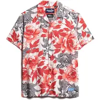 Superdry für Herren. M4010740A Hawaii-Resort-Hemd rosa (XL), Lässig, Baumwolle, Kurzarm