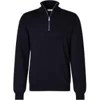 Seidensticker Stehkragenpullover "Schwarze Rose", Herren, Gr. 3XL, blau (dunkelblau), 100% Wolle, unifarben, regular fit, ohne Ausschnitt, Pullover Stehkragenpullover, Quarter Zip Uni