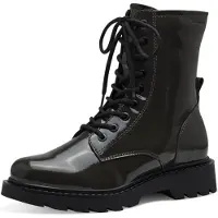 Tamaris Damen Stiefelette Reißverschluss Schnürung coole Zackensohle 1-25908-41, Größe:37 EU, Farbe:Grün