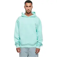 Build Your Brand lässiger Herren Hoodie große Kapuze Kordelzug 460 g/m² mit Baumwolle Hell-Blau