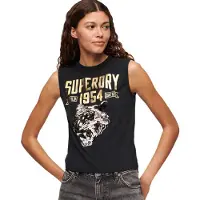 Superdry für Damen. W6011899A Enges T-shirt schwarz (XS), Lässig, Baumwolle, Ärmellos / Hosenträger