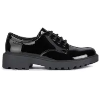 Geox J Casey Atmungsaktive K derschuhe zum Schnüren schwarzem Lack – undefined / Schwarzes Patent