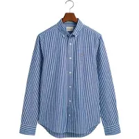 Gant für Herren. 3000132 Gestreiftes Slim Fit Popeline Hemd blau (S), Lässig, Baumwolle, Klassisch, Langarm