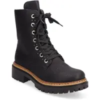 Rieker Schnürstiefelette , Damen, Gr. 37, Textil, schwarz, Lederimitat, Schuhe Schnürstiefelette, mit kräftiger Profilsohle, Topseller