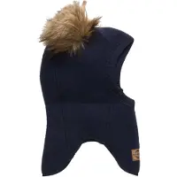 Mikk-Line Schlupfmütze Merinowolle mit Bommel, Blue Night, 62-68