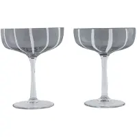 OYOY Living Mizu Coupe Glas, grau, 14 cm, 2er-Set - Living Design Living Design, Mizu Coupe, Grau, für Küche, Glas, Design