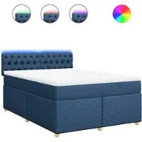 vidaXL Boxspringbett mit Matratze Blau 160x200 cm Stoff