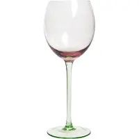 Beliani Rotweingläser 4er Set Transparent Pastellrosa u. Grün 360 ml 36 cl Fassungsvermögen Mundgeblasen Weingläser Glaswaren