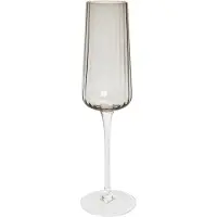 Beliani Sektgläser 4er Set Transparent Hellgrau Geriffeltes Design 230 ml 23 cl Fassungsvermögen Mundgeblasen Champagnergläser Sektflöten Glaswaren