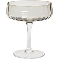 Beliani Champagnerschalen 4er Set Transparent Hellgrau Geriffeltes Design 170 ml 17 cl Fassungsvermögen Mundgeblasen Champagnergläser Sektschalen