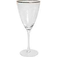 Beliani Weingläser 4er Set Transparent mit Goldrand Gehämmertes Design 380 ml 38 cl Fassungsvermögen Mundgeblasen Schaumweingläser Glaswaren