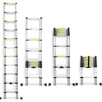Stier Teleskopleiter Premium 3,8m 13 Sprossen, Stehleiter, Klappleiter, Ausziehleiter, hochwertiges Aluminium, 150kg Belastbarkeit, Mehrzweckleiter, Rutschfest Robust