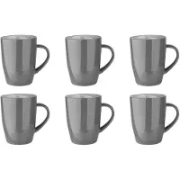 Palmer 6 x Colors Tasse, Porzellan, 0,18 Liter, spülmaschinenfest, außen grau, innen weiß, farbechte Glasur für Heißgetränke