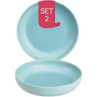 James Cooke Bliss tiefe Teller - 2er-Set, Steingut, Ø 22 cm, hellblau, Seidenglanz
