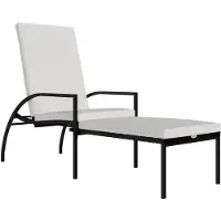 vidaXL Sonnenliege mit Fußhocker PE-Rattan Schwarz