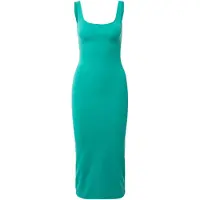Superdry für Damen. W8011461A Gestricktes Midikleid mit grünem Karree-Ausschnitt (L), Lässig, Modal, Ärmellos / Hosenträger