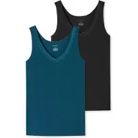Schiesser UnterwĂ¤sche Tank-Top TrĂ¤gertops Cotton Lace petrol/schwarz Damen - 2er Pack