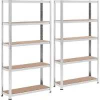 MSW Schwerlastregal - 90 x 30 x 180 cm - für 5 x 175 kg - Grau - 2 Stk.