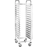 Royal Catering B-Ware Tablettwagen - Edelstahl - 16 Einschübe - für Tabletts: 40 x 60 cm - Längseinschub - 128 kg - 2 Sicherheitsbügel - RCTW-16TB.1