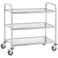 Royal Catering Expondo Servierwagen - Edelstahl - 3 Borde - Ablagen: 90 x 50 cm - 500 kg -