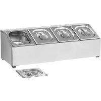 Royal Catering Expondo GN Aufsatzbord - inkl. 4 GN 1/6 Behälter mit Deckel