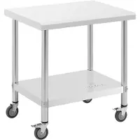 Royal Catering Edelstahltisch mit Rollen - PREMIUM - 60 x 80 cm - 135 kg - RCAT-80/60-W