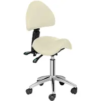 Physa BERLIN verstellbarer drehbarer Sattel-Kosmetikstuhl mit Rückenlehne - beige