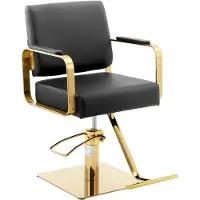 Physa OTLEY Friseur- und Kosmetikstuhl mit Fußstütze - schwarz mit Gold
