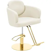 Expondo physa Friseurstuhl mit Fußstütze - 480 - 630 mm - 200 kg - Cremefarben / Golden