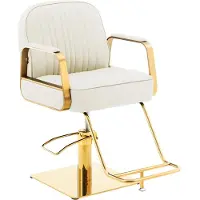 Physa Friseurstuhl Fussstütze höhenverstellbar Barber-Stuhl 200 kg Staunton Creme&Gold