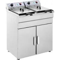 Royal Catering Doppelfritteuse mit Schrank 400V - 2x10L