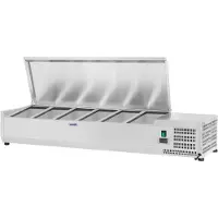 Royal Catering Kühlaufsatzvitrine - 140 x 33 cm - 6 GN 1/4 Behälter